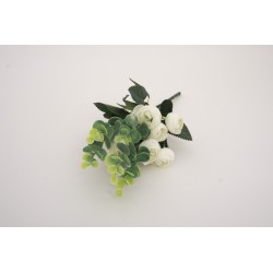Buchet bujori + eucalpit artificial, culoare alb, H 30 cm, B.S.P. / AN111-1