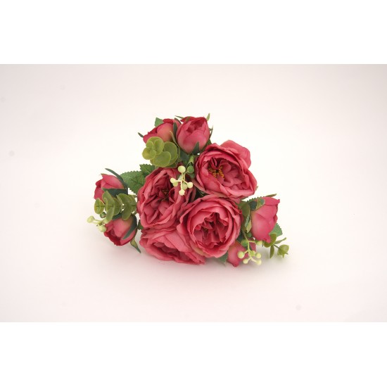 Buchet 10 bujori artificiali, culoare roz, H 35 cm, B.S.P. / AN112-2