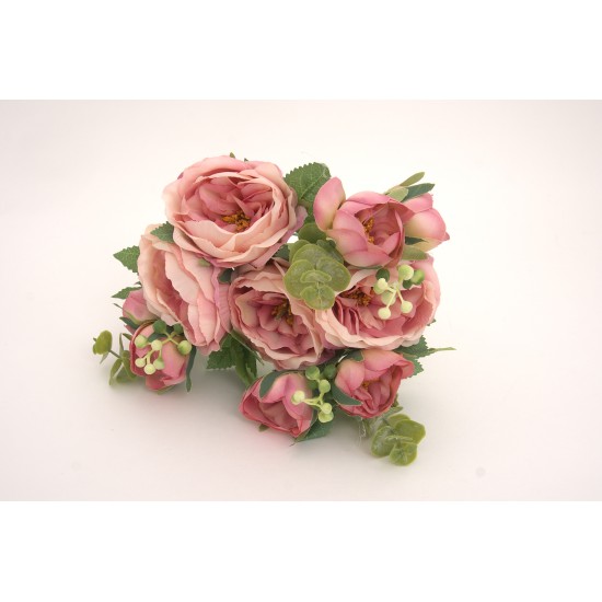 Buchet 10 bujori artificiali, culoare roz deschis, H 35 cm, B.S.P. / AN112-3