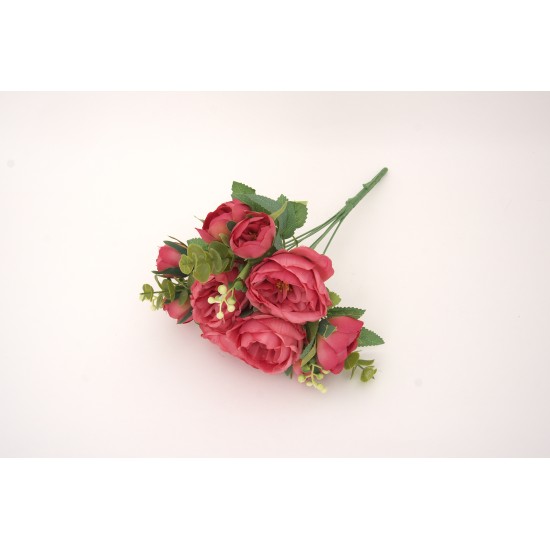 Buchet 10 bujori artificiali, culoare roz, H 35 cm, B.S.P. / AN112-2