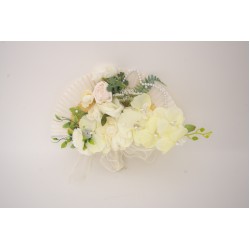 Evantai Decorativ Premium cu Flori și Perle, 40X30 cm, B.S.P. / AN185