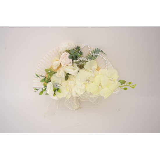 Evantai Decorativ Premium cu Flori și Perle, 40X30 cm, B.S.P. / AN185