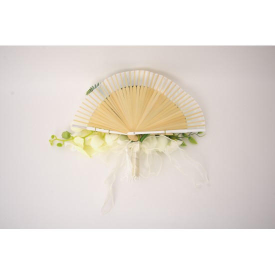 Evantai Decorativ Premium cu Flori și Perle, 40X30 cm, B.S.P. / AN185