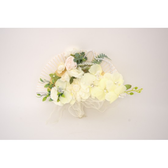 Evantai Decorativ Premium cu Flori și Perle, 40X30 cm, B.S.P. / AN185