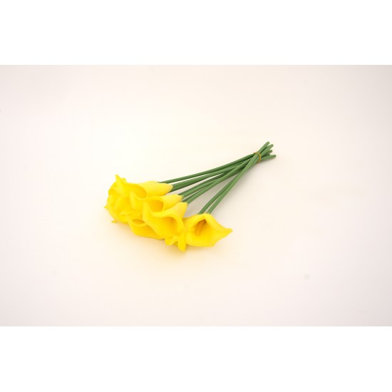 Buchet 10 cale din silicon, culoare galben, H 35 cm, B.S.P. / CD4186-2