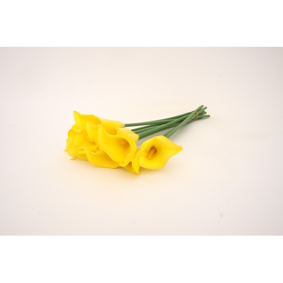 Buchet 10 cale din silicon, culoare galben, H 35 cm, B.S.P. / CD4186-2