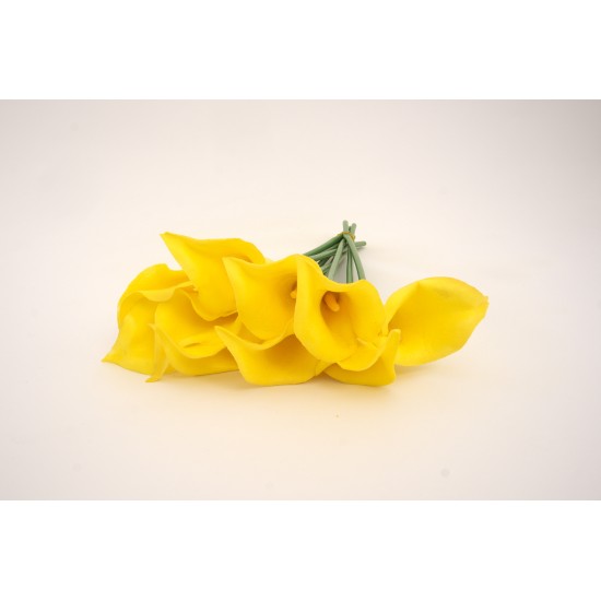 Buchet 10 cale din silicon, culoare galben, H 35 cm, B.S.P. / CD4186-2