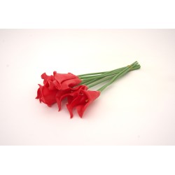 Buchet 10 cale din silicon, culoare rosu, H 35 cm, B.S.P. / CD4186-4