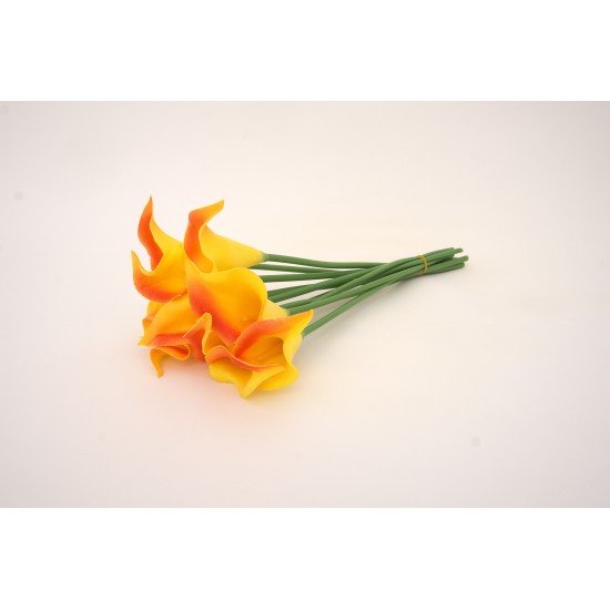 Buchet 10 cale din silicon, culoare portocaliu, H 35 cm, B.S.P. / CD4186-3