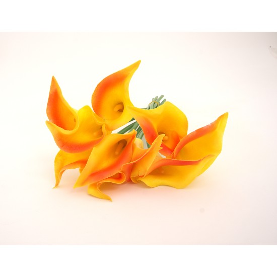 Buchet 10 cale din silicon, culoare portocaliu, H 35 cm, B.S.P. / CD4186-3
