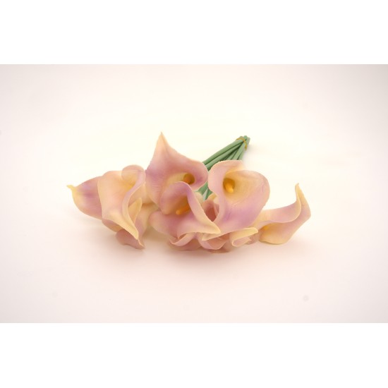 Buchet 10 cale din silicon, culoare roz deschis, H 35 cm, B.S.P. / CD4186-5