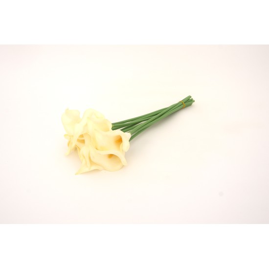 Buchet 10 cale din silicon, culoare crem, H 35 cm, B.S.P. / CD4186-1