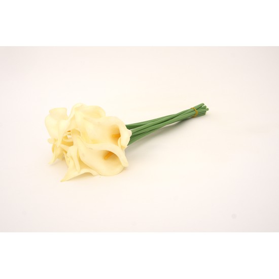 Buchet 10 cale din silicon, culoare crem, H 35 cm, B.S.P. / CD4186-1