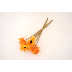 Buchet 6 maci din silicon, culoare portocaliu, H 30 cm, B.S.P. CD4504-2