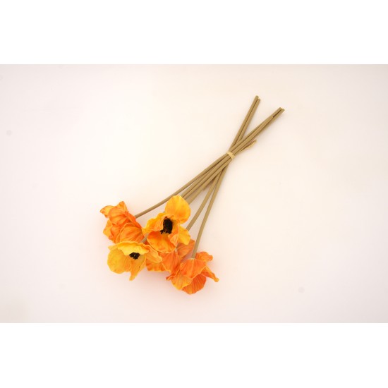 Buchet 6 maci din silicon, culoare portocaliu, H 30 cm, B.S.P. CD4504-2