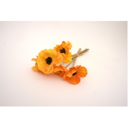 Buchet 6 maci din silicon, culoare portocaliu, H 30 cm, B.S.P. CD4504-2