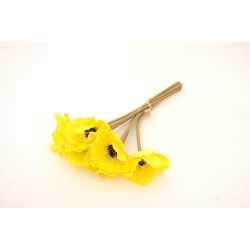 Buchet 6 maci din silicon, culoare galben, H 30 cm, B.S.P. CD4504-1