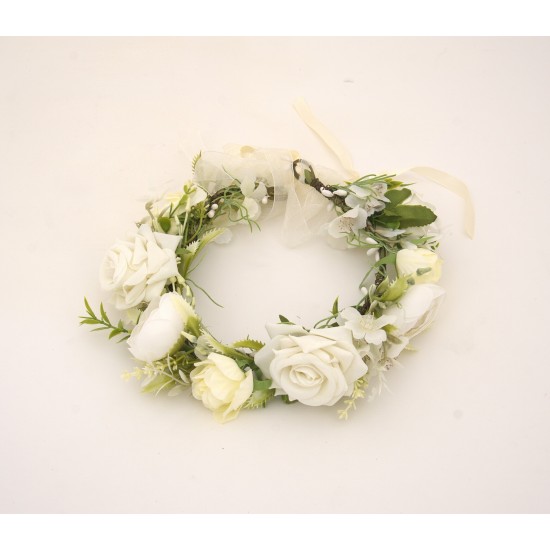 Coronita flori artificiale, culoare alb, B.S.P. / SL1031-1