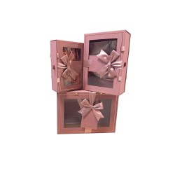 Set 3 cutii, dimensiuni diferite, culoare roz, B.S.P. / SL1217