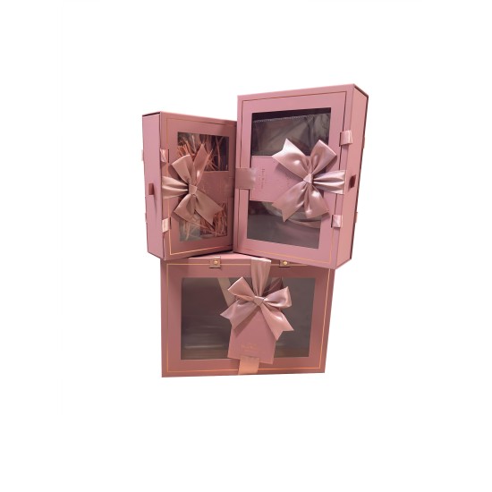 Set 3 cutii, dimensiuni diferite, culoare roz, B.S.P. / SL1217