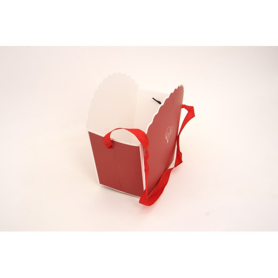 Set 12 cutii dantelate pentru aranjamente florale, culoare grena, 10x20x20 cm, B.S.P. / SL1239