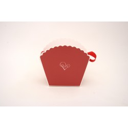 Set 12 cutii dantelate pentru aranjamente florale, culoare grena, 10x20x20 cm, B.S.P. / SL1239