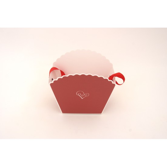 Set 12 cutii dantelate pentru aranjamente florale, culoare grena, 10x20x20 cm, B.S.P. / SL1239