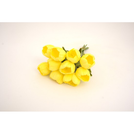 Set de 10 lalele silicon, H 30 cm, culoare galben, B.S.P. / SL1254-2