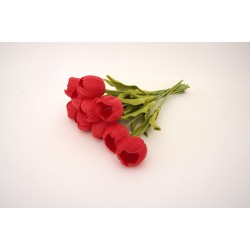 Set de 10 lalele silicon, H 30 cm, culoare rosu, B.S.P. / SL1254-3