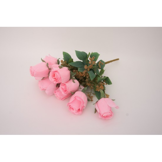 Buchet 12 capete trandafir, culoare roz, H 50 cm, B.S.P. / SL1301-2
