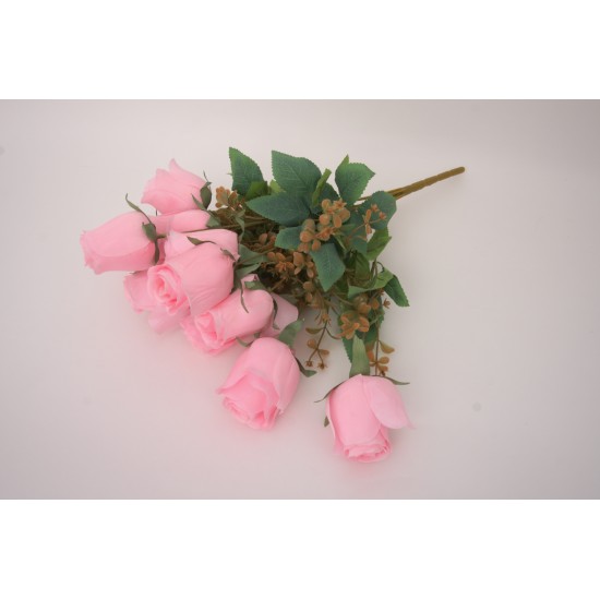 Buchet 12 capete trandafir, culoare roz, H 50 cm, B.S.P. / SL1301-2