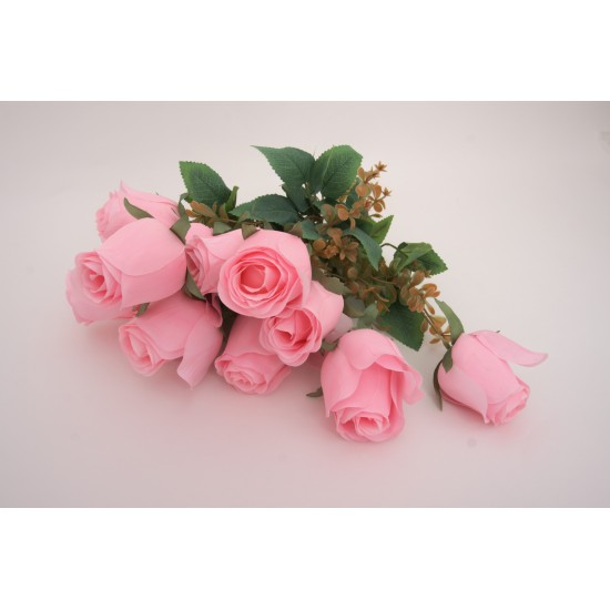 Buchet 12 capete trandafir, culoare roz, H 50 cm, B.S.P. / SL1301-2