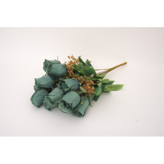Buchet 12 capete trandafir, culoare verde, H 50 cm, B.S.P. / SL1301-3