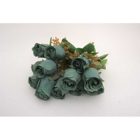 Buchet 12 capete trandafir, culoare verde, H 50 cm, B.S.P. / SL1301-3