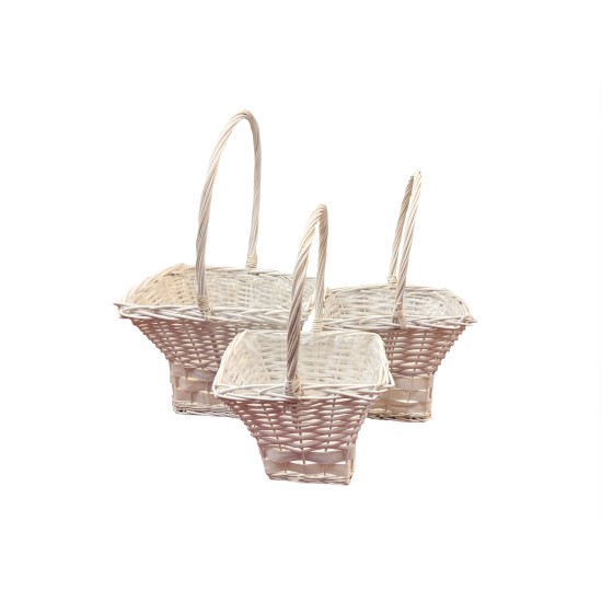 Set 3 cosuri patrate, dimensiuni diferite, culoare alb, B.S.P. / SL1329