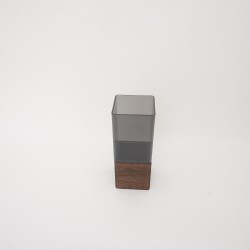 Vaza din plastic cu suport de lemn, 25x10 cm, B.S.P. / SL1449