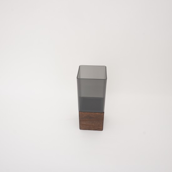 Vaza din plastic cu suport de lemn, 25x10 cm, B.S.P. / SL1449