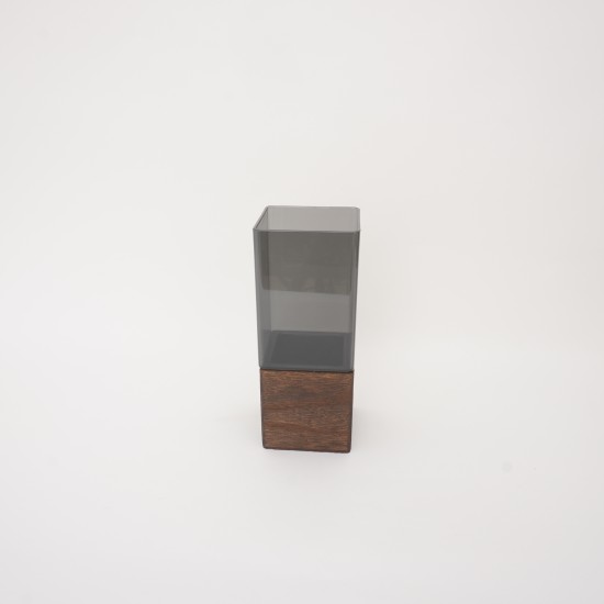 Vaza din plastic cu suport de lemn, 25x10 cm, B.S.P. / SL1449