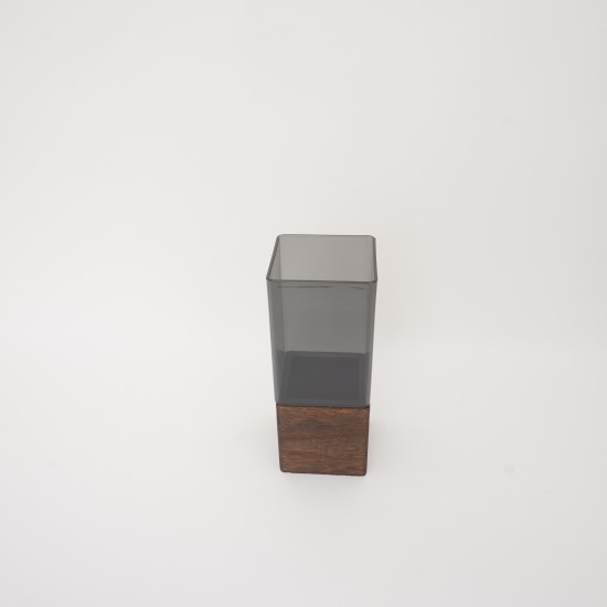Vaza din plastic cu suport de lemn, 25x10 cm, B.S.P. / SL1449