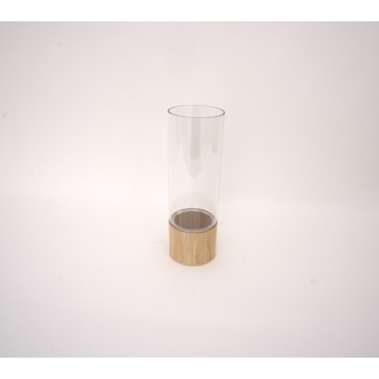 Vaza din plastic cu suport de lemn, 30x10 cm, B.S.P. / SL1451