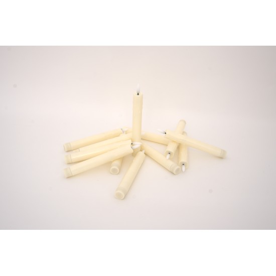 Set 12 lumanari plastic, culoare crem, H 19 cm, B.S.P. / SL1618