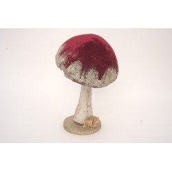 Ciuperca decorativa cu sclipici, culoare grena, H 27 cm, B.S.P. / SL1642