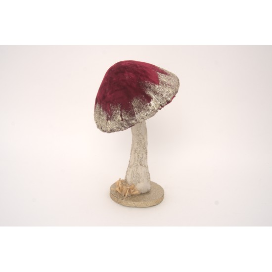 Ciuperca decorativa cu sclipici, culoare grena, H 27 cm, B.S.P. / SL1642