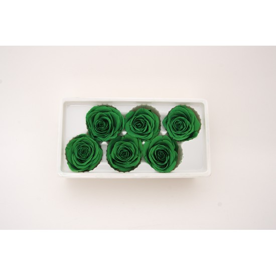 Set 6 trandafiri criogenati, culoare verde, Ø5-6 cm, B.S.P. / SL1685-6