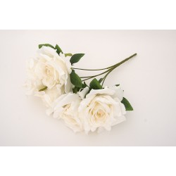 Buchet 5 trandafiri artificiali, culoare crem deschis, H 45 cm, B.S.P. / SL1787-3