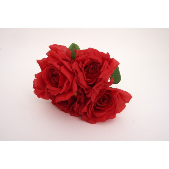Buchet 5 trandafiri artificiali, culoare rosu, H 45 cm, B.S.P. / SL1787-4