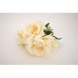 Buchet 5 trandafiri artificiali, culoare crem, H 45 cm, B.S.P. / SL1787-2