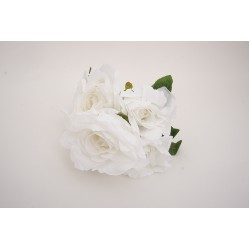 Buchet 5 trandafiri artificiali, culoare alb, H 45 cm, B.S.P. / SL1787-1