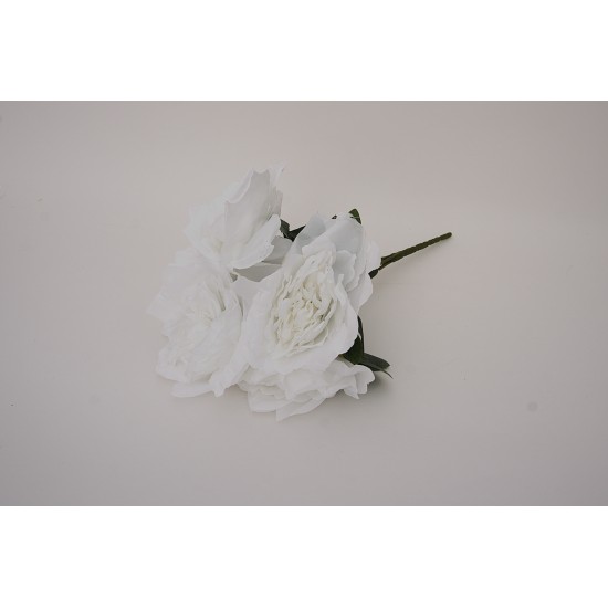 Buchet 5 flori artificiale, culoare alb, H 45 cm, B.S.P. / SL1788-1