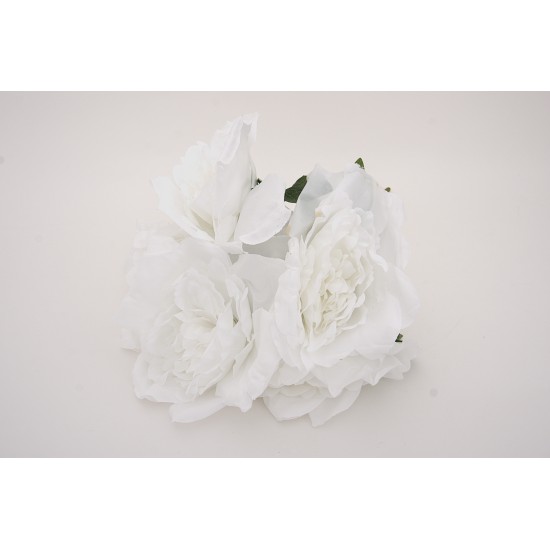 Buchet 5 flori artificiale, culoare alb, H 45 cm, B.S.P. / SL1788-1